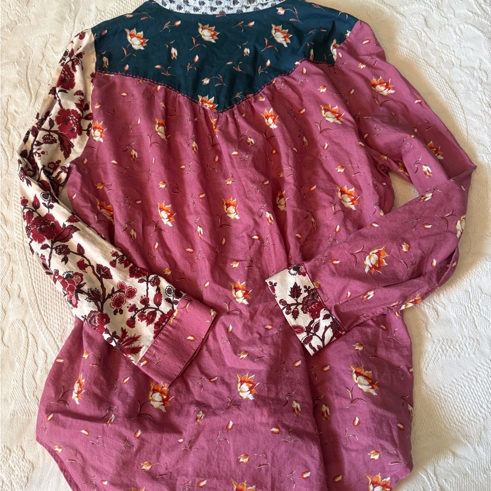 Sundance Patchwork Western Blouse Pearlized Butto… - image 7